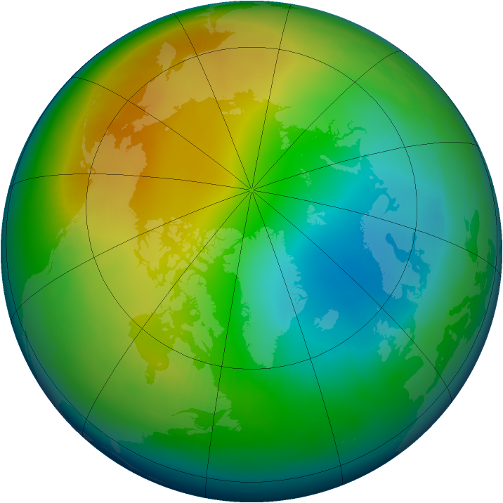 Arctic ozone map for December 1997